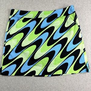 Loud Mouth Skort Women's 8 Blue Green Geometric Golf Athleisure Colorful Tennis